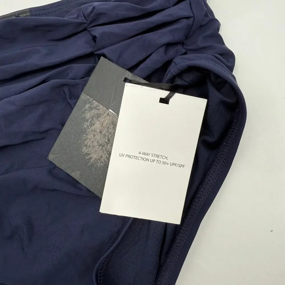 DKNY Bikini Bottoms SZ Extra Small Ruched High Waist Navy Blue NWT Swim Classic - Picture 5 of 11